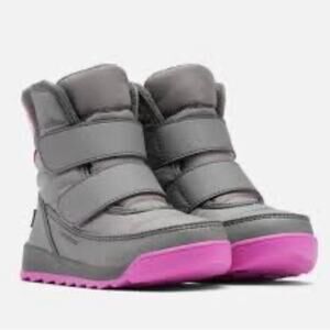 Sorel Kids Whitney ll Strap Winter Boots Gray & Pink‎ Size 10